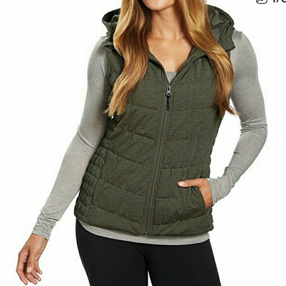 Blanc Noir Olive Green Hooded Vest